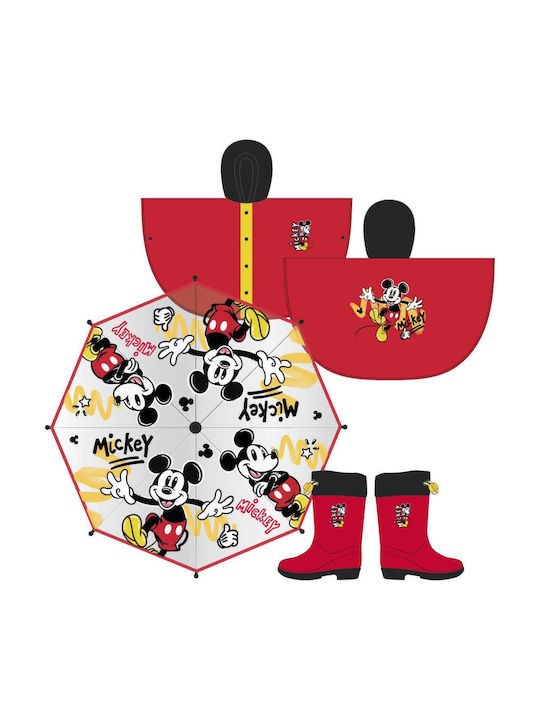 Disney Mickey Mouse Waterproof Kids Casual Short Jacket Hooded Red