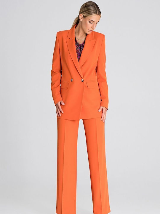 Figl Damen Stoff Hose Orange