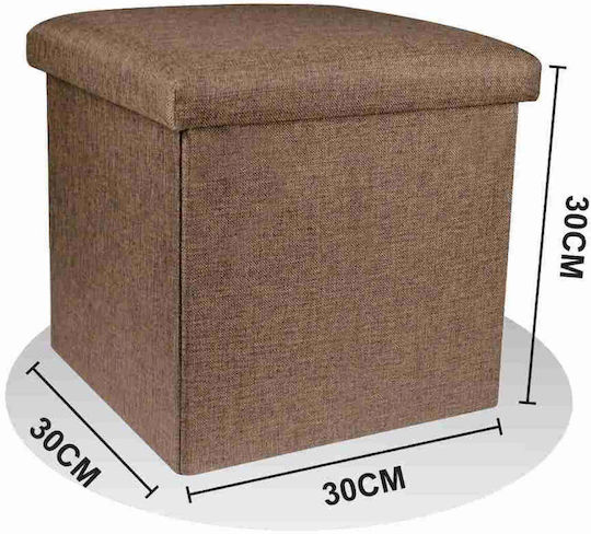 Hocker Für das Wohnzimmer Mit Stauraum Gepolstert mit Stoff Braun 30x30x30cm