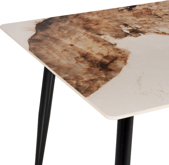 Table Dining Room with Stone Surface Gray 160x90x76cm