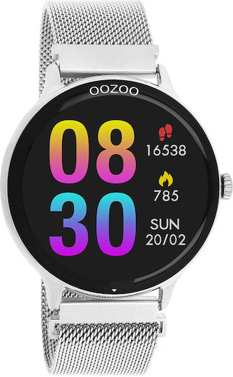 Oozoo Q00135 45mm Smartwatch with Heart Rate Monitor (Silver)