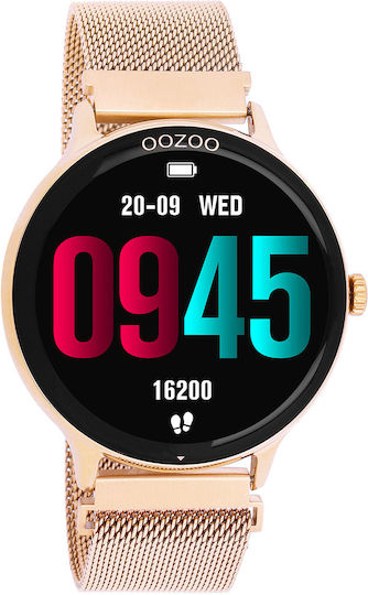 Oozoo Q00138 45mm Smartwatch με Παλμογράφο (Ροζ Χρυσό)