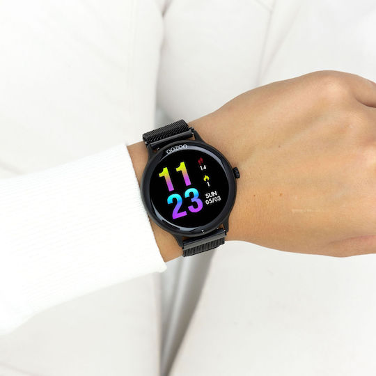 Oozoo Q00139 45mm Smartwatch με Παλμογράφο (Μαύρο)