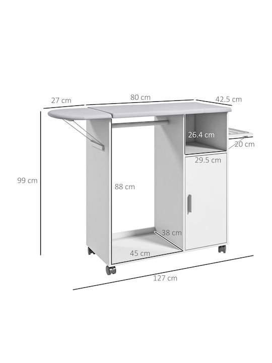 HomCom Σιδερώστρα για Σίδερο Ατμού Λευκό 107x42.5x99cm