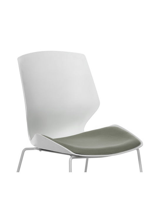 Rotating Chair Visitor Genuine with Arms White / Grey 48x43x88cm 1pcs