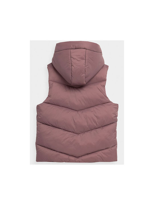 4F Casual Jacket Pink Sleeveless with Ηood