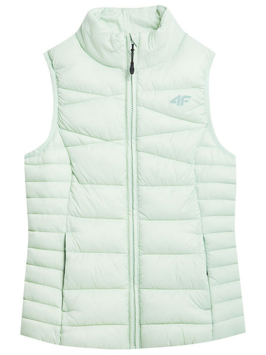 Kids Quilted Sleeveless Short Jacket with Hood Turquoise