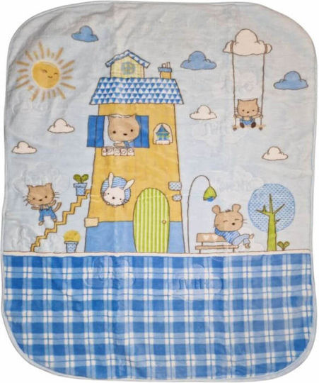 Recos Blanket Cot Velvet Light Blue 105x125cm