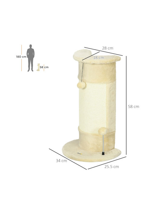 Pawhut Tree Cats Scratching Post Beige 34x25.5x58cm