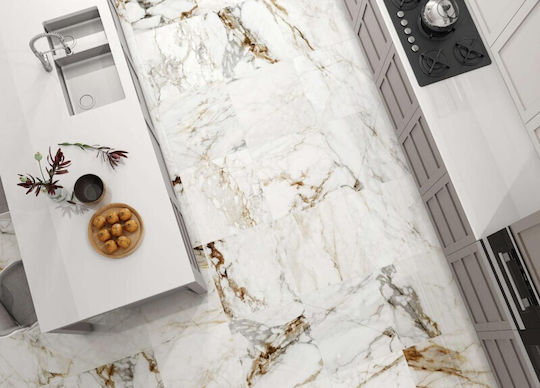 Halcon Ceramics Плочка За под На закрито от Гранит Сияен 100x100см Бял