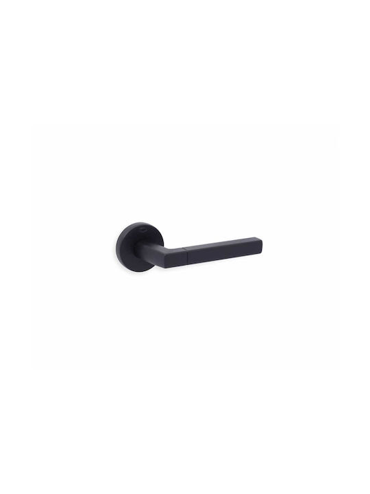 Convex Lever Middle Door with Rosette Left CO-2095-RO-ROY-L-MAT-M with Rosette Black