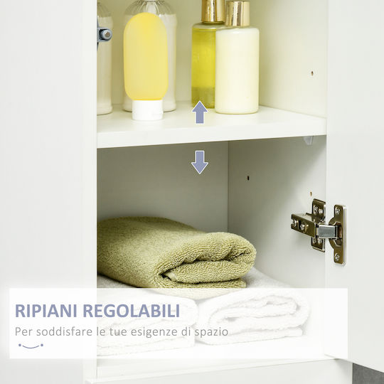 Kleankin Floor Bathroom Column Cabinet L30xD28xH170cm White