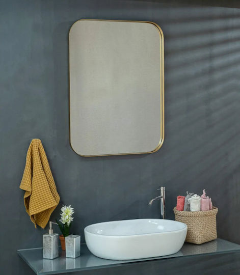 Rectangular Bathroom Mirror Led Touch Made of Metal 60x80cm Led Copper
