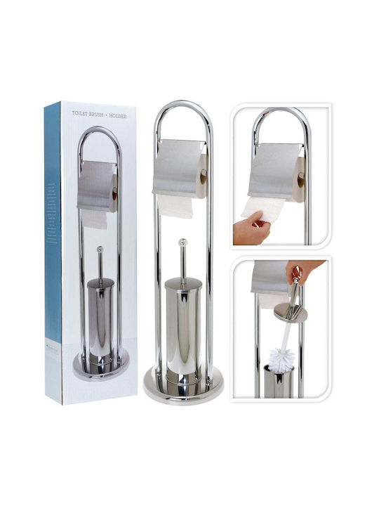 Excellent Houseware Bathroom Solutions Toilet Paper Brush Holder Σετ Αξεσουάρ Μπάνιου Inox Ασημί 2τμχ