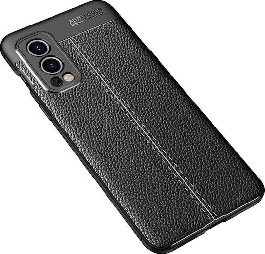 Litchi Texture Umschlag Rückseite Silikon Schwarz (OnePlus Nord 2)