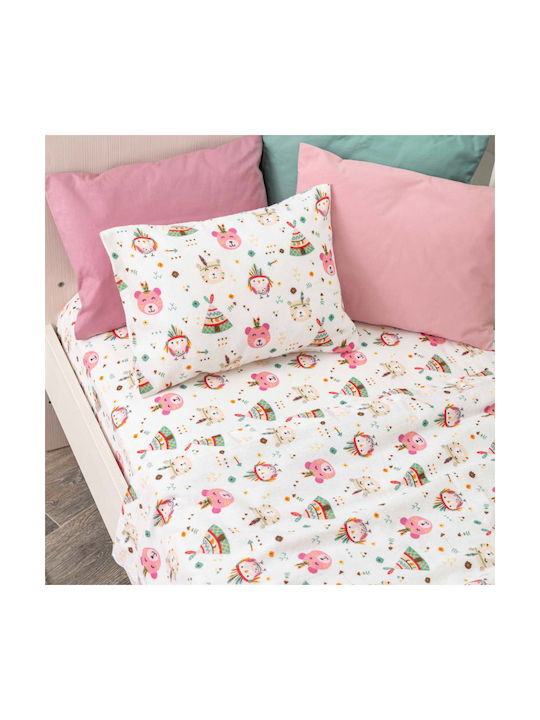 Borea Bear Baby Sheets Set Crib Flannel Pink 120x160cm