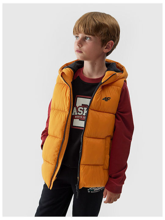 Down Kids Quilted Sleeveless Short Hooded Orange