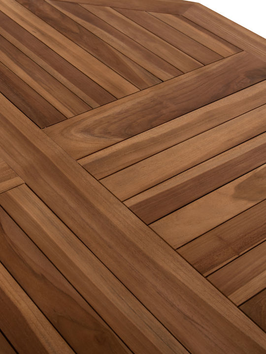 Outdoor Table Made of Teak Foldable Kendall Natural 120x120x75cm