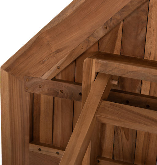 Outdoor Table Made of Teak Foldable Kendall Natural 120x120x75cm