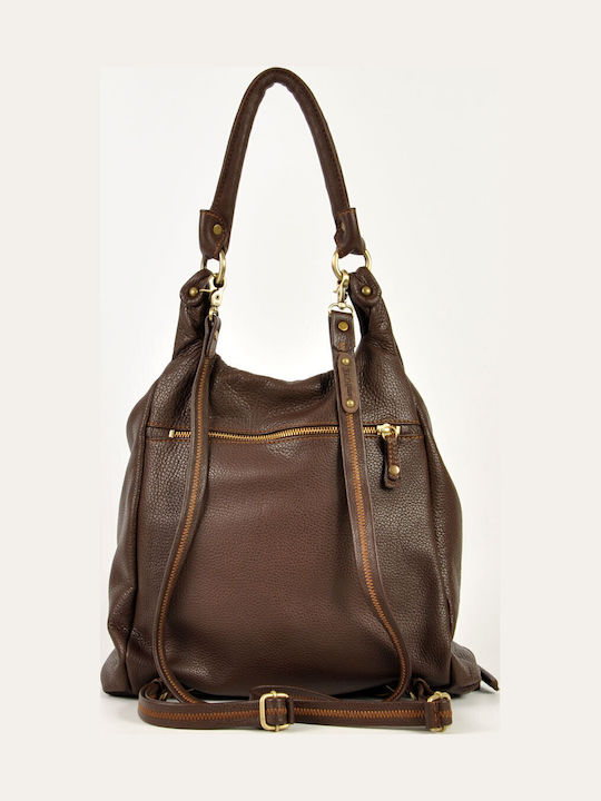 Leder Damentasche Rucksack Braun
