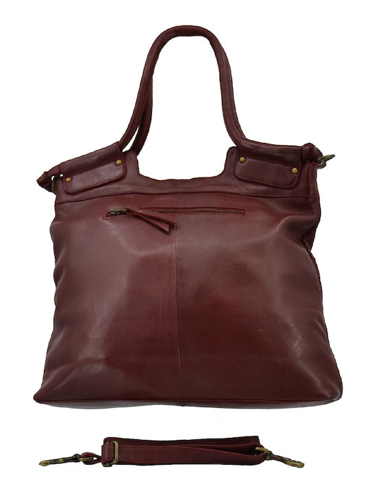 Bordeaux Damen-Schultertasche aus Leder