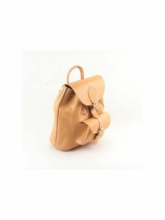 Kouros Kouros-δερμάτινο Leather Women's Bag Backpack Beige