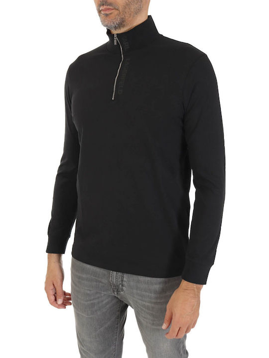 Karl Lagerfeld Men's Long Sleeve Blouse Polo Black