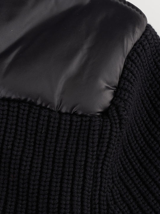 Men's Hooded Cardigan with Zipper Black