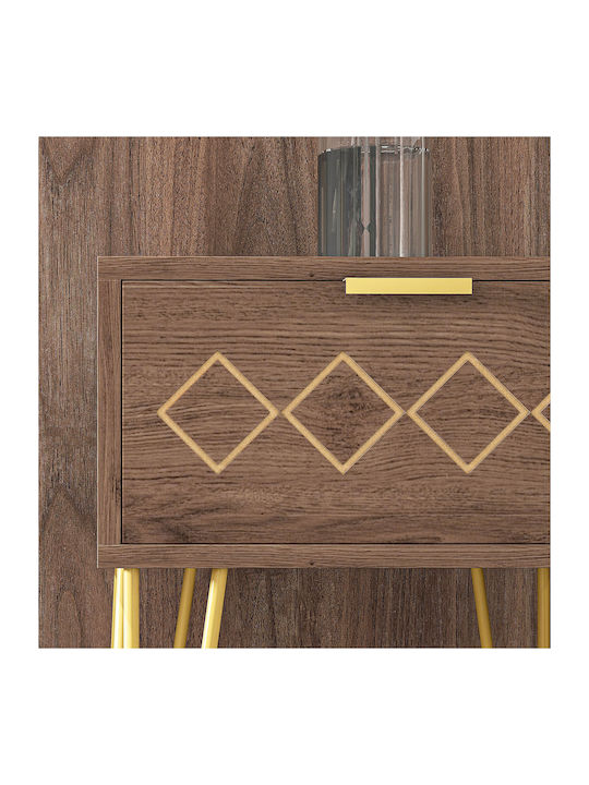 Bedside Tables Wooden with Metal Legs Brown 2 Pieces 39.5x41x49cm