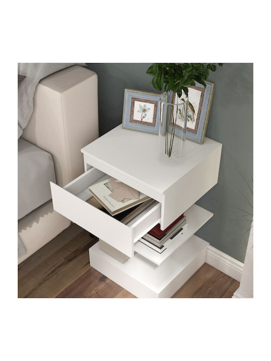 Wooden Bedside Table White 39x39x65cm