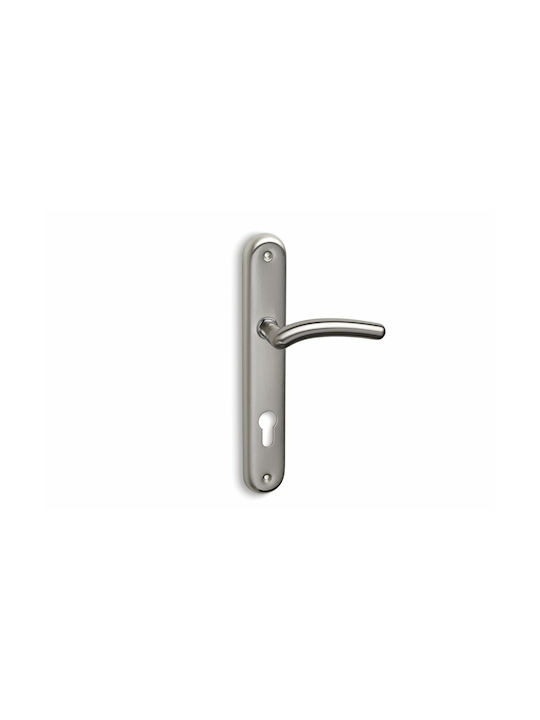 Convex Lever Middle Door with Plate 245 245HRS05S04 Pair (Center Distance 85mm) Nickel Matt