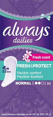 Always Dailies Fresh & Protect Normal 3 in 1 Slipeinlagen für Normaler Fluss 2 Tropfen 30Stück frischer Duft