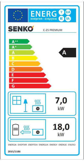 Senko C-25 Premium Metalic Soba pe lemne Cuptor pe lemne cu Cuptor 25kW Bordeaux