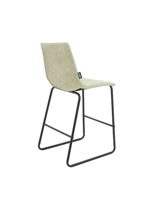 Stool Bar with Backrest Upholstered with Fabric Desirable Gray 44x55x97cm