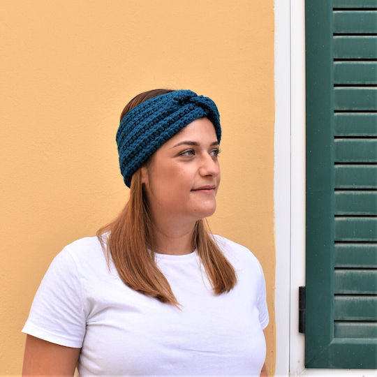 Γυναικείο Headband με Rib Πλέξη σε Μπλε χρώμα