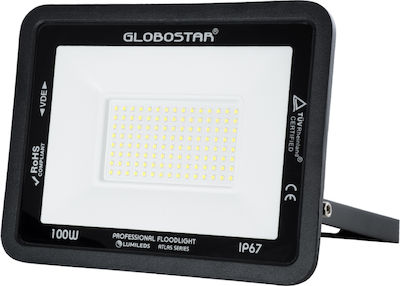 GloboStar Atlas Στεγανός Προβολέας LED 100W Ψυχρό Λευκό 6000K IP67