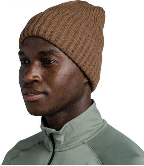 Beanie Unisex Fleece Σκούφος Πλεκτός σε Καφέ χρώμα