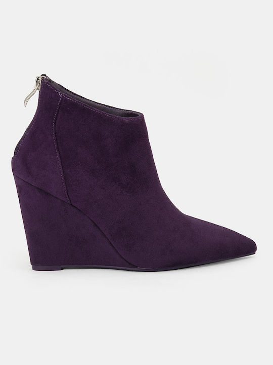 Bozikis Women's Suede Platform Boots Purple