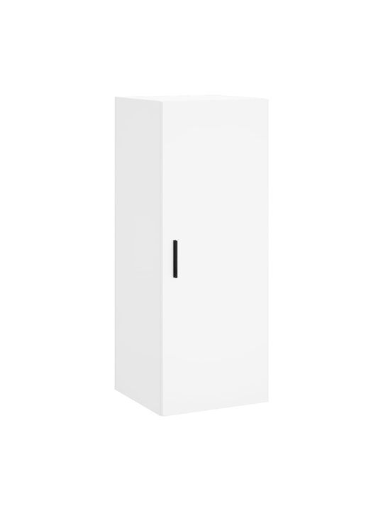 Floor-standing Living Room Display Cabinet made of Particleboard White 34.5x34x180cm