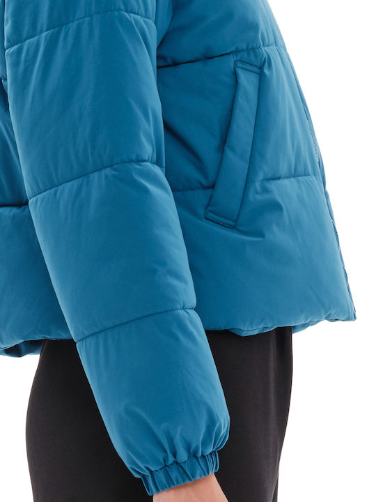 Jachetă Dama Puffer Scurtă Pentru Iarnă Albastră