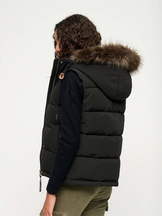 D3 Ovin Everest Faux Women's Short Puffer Jacket for Winter Black