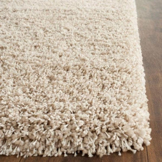Saray Home Teppich Rechteckig Zottelig Synthetisch,Polyester/Cotton/Leather Beige