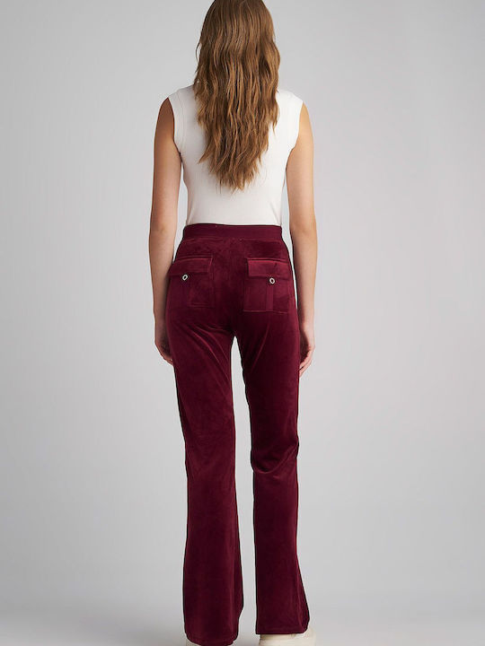 Sweatpants Flared Velvet Red