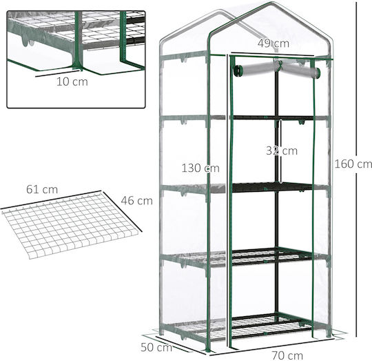 Outsunny 845-228V03 Gewächshaus mit Regalen 0.7x0.5x1.6m