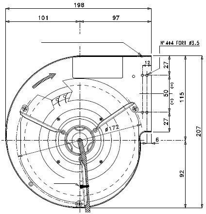Mmotors Ventilator cu flux încrucișat 115W 2468rpm 800m³/h 230V