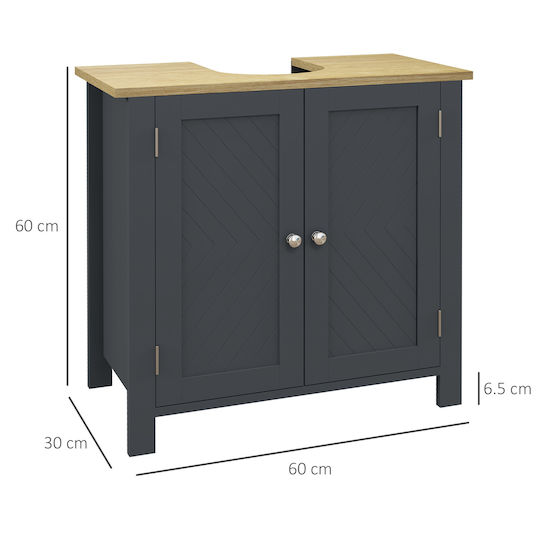 Kleankin Πάγκος χωρίς Νιπτήρα Μ60xΒ30xΥ60cm Γκρι