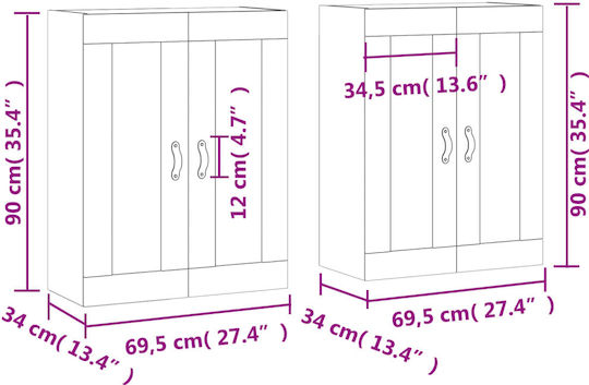Wall Living Room Display Cabinet made of Particleboard with Glass Coffee 69.5x34x90cm