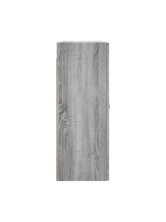 Wand Wohnzimmer Vitrine aus Spanplatte mit Glas Grey Sonoma 69.5x34x90cm