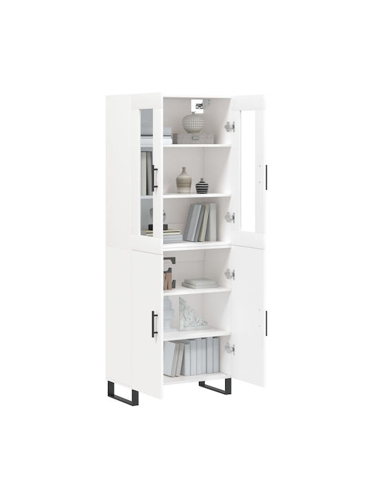 Living Room Display Cabinet from Particle Board with Windowed White 69.5x34x180cm