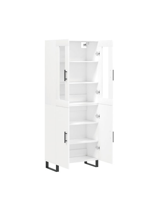 Living Room Display Cabinet from Particle Board with Windowed White 69.5x34x180cm